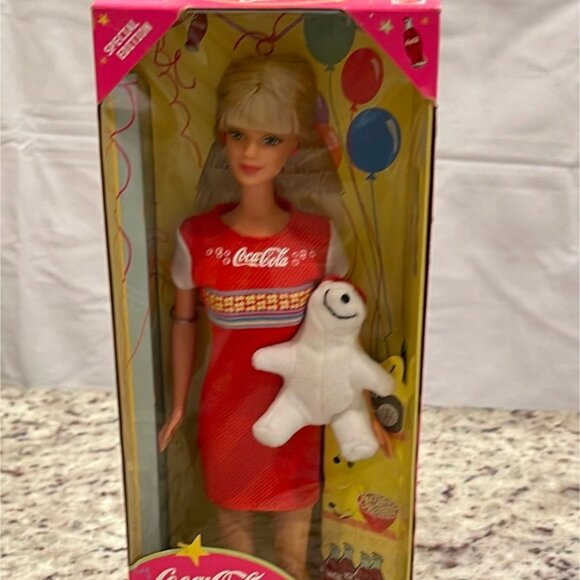 Mattel 1998 Coca-Cola Party Special Edition Barbie Doll with Polar Bear Plush - Picture 3 of 4